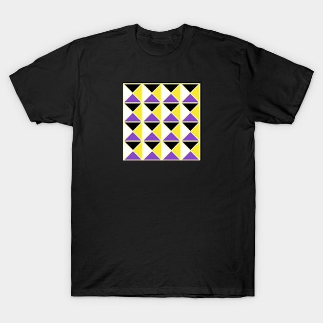 Nonbinary Pride Split Checkered Triangle Tiles Pattern T-Shirt by VernenInk